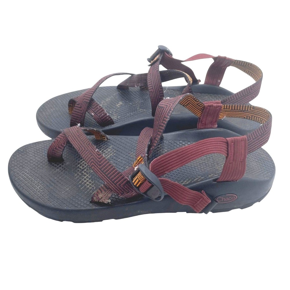 Chaco Z2 Classic Mens Sandals Burgundy Geometric Double Strap Toe Loop Size 13